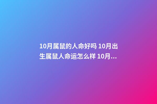 10月属鼠的人命好吗 10月出生属鼠人命运怎么样 10月属鼠的人命好吗-第1张-观点-玄机派